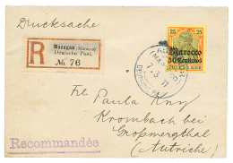 1911 30c On 25pf Canc. ASIMUR + REGISTERED Label MAZAGAN On REGISTERED Envelope To AUSTRIA. Vf. - Morocco (offices)