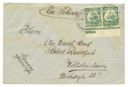 1914 2c(x2) Canc. TAITUNGTSCHEN On Env. VIA SIBERIA To GERMANY. Vf. - Kiauchau