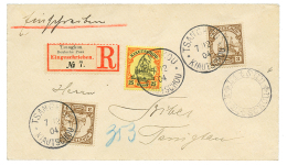 LITSUN : 1904 3pf(x2) + 25pf Canc. TSANGKOU + LITSUN KIAUTSCHOU On REGISTERED Envelope To TSINGTAU. RARE. Vvf. - Kiauchau