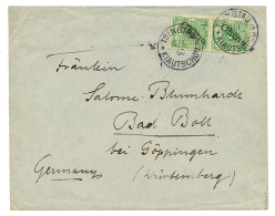 1900 CHINA 5pf(2II)x2 Canc. TSINGTAU KIAUTSCHOU On Envelope To GERMANY. Signed MANSFELD. Vvf. - Kiauchau