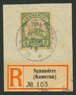 5pf Canc. NGAUNDERE + REGISTERED Label On Piece. Superb. - Cameroun