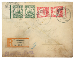 MARIENBERG : 1910 5pf(x2) + 10pf(x2) Canc. MARIENBERG On REGISTERED Envelope To GERMANY. Faults(water Damage In The Lowe - Cameroun