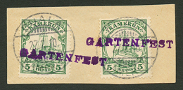 5pf(x2) Canc. DUALA + GARTENFEST In Blue On Piece. Signed HOFMANN. Superb. - Cameroun