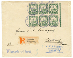 BIPINDIHOF : 1907 5pf Block Of 6 On REGISTERED Envelope From BIPINDIHOF To GERMANY. Vf. - Cameroun