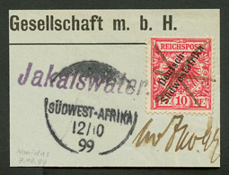 10pf Pen Cancel + JAKALSWATER On Piece From NONIDAS. Scarce. Vvf. - German South West Africa