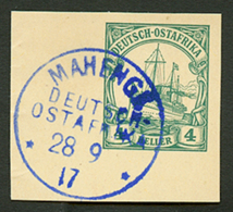 Piece Of 4h Postal Stationery Canc. MAHENGE In Blue. Scarce. ARGE = 400. Superb. - German South West Africa