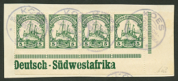 5pf Strip Of 4 Canc. KOES On Piece. Signed BOTHE. Vf. - German South West Africa