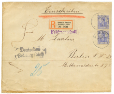 1906 GERMANY 20pf(x2) Canc. DEUTSCHE SEEPOST OST AFRIKA LINIE Q On REGISTERED Envelope(reduced) + FELDMARSCHALL To BERLI - German South West Africa