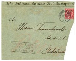 1901 10pf(n°7) Canc. SWAKOPMUND + Boxed STATION ROSSING On Envelope(part Missing At Right) To JAKALSWATER. RARE. Vf. - German South West Africa