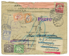 CENSOR : 1914 10pf(fault) Canc. LUDERITZBUCHT + On Censored Envelope(faults) To NETHERLANDS, LONDON And ITALY. Verso, La - German South West Africa