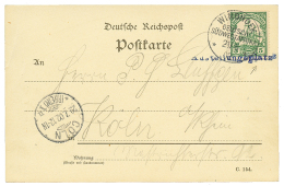 1902 5pf Canc. WINDHOEK + AUSTELLUNGSPLATZ In Blue On Card To GERMANY. Vf. - German South West Africa