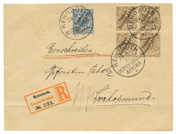 REHOBOTH : 1901 3pf Block Of 4 + 20pf Canc. REHOBOTH On REGISTERED Envelope To SWAKOPMUND. Vvf. - German South West Africa