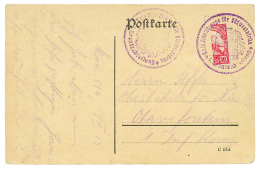 1915 Bisect 10pf Canc. Blue Cachet On Card Datelined "Km 514 12.VI.15" To OTAVIFONTEIN. RARE. Vvf. - German South West Africa
