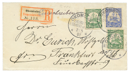 OKOMBAHE : 1901 5pf(x2) + 20pf Canc. OKOMBAHE On REGISTERED Envelope To GERMANY. Superb. - German South West Africa