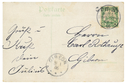 GOCHAS : 1906 5pf Canc. GOCHAS (type 3) On Card To GIBEON. Vf. - German South West Africa