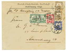 1912 2 1/2h(x2) + 4h(x2)+ 7 1/2h+ 15h Canc. SEEPOST OSTAFRIKANISCHE HAUPTLINIE E + "Pr. S/S KRONPRINZ" On Envelope From - Duits-Oost-Afrika