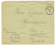 FELD LAZARETH : 1915 MOSCHI + "FELDPOST" + "MOSCHI - FELDLAZARETH" To Missionar At MOMBO. Vvf. - German East Africa