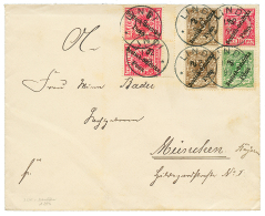 LINDI 1899 2p On 3pf(x2)+ 3p On 5pf+ 5p On 10pf(x3) Canc. LINDI On Envelope To GERMANY. Superb. - German East Africa