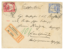 LANGENBURG : 1906 7 1/2h + 15h Canc. LANGENBURG On REGISTERED Envelope To GERMANY. Vf. - German East Africa