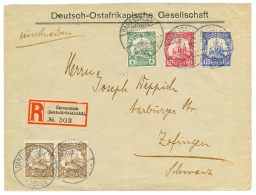 1914 2 12h(x2)+ 4h+ 7 1/2h+ 15h On REGISTERED Envelope From DARESSALAM To SWITZERLAND. Signed BOTHE. Vvf. - German East Africa