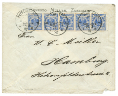 ZANZIBAR : 1892 GERMANY 20pf Strip Of 5 Canc. DEUTSCHE SEPOST AFRIKANISCHE HAUPTLINIE E On Commercial Envelope(small Fau - German East Africa