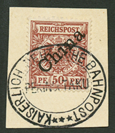 50pf(n°6I) Canc. T.P.O KAISERLISCH DEUTSCHE BAHNPOST PEKING-TAKU On Piece. Signed KHOELER. Vvf. - China (kantoren)