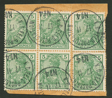 GERMANIA 5pf(x6) Canc. KD.FELDPOSTSTATION N°4 On Piece. Scarce. Vf. - China (kantoren)