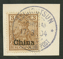 3pf Canc. TSCHOUTSUN On Piece. Vvf. - China (offices)