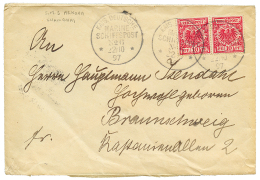 SMS ARKONA - SHANGHAI : 1897 GERMANY 10pf(x2) Canc. MARINE SCHIFFSPOST N°6 On Envelope (double Rate) From "SMS ARKON - China (offices)