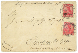 1902 Mixt Franking GERMANY 10pf + GERMAN CHINA 10pf Canc. SCHANHAIKWAN On Envelope To GERMANY. Scarce. Vf. - China (offices)