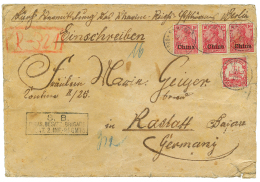 Mixt CHINA - KIAUTSCHOU : 1901 CHINA 10pf(x3) + KIAUTSCHOU 10pf Canc. PEKING On REGISTERED Military Envelope(faults) To - China (offices)