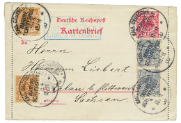 1900 GERMANY P./Stat 10pf + 2pf Grey(x2) + 3pf(x2) Canc. MARINE SCHIFFSPOST N°4 To SAXONY. Full Text Datelined "SHAN - China (kantoren)