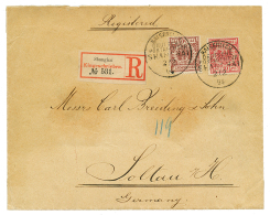 VORLAUFER : 1894 10pf + 50pf Canc. SHANGHAI On REGISTERED Envelope To GERMANY. Vf. - China (offices)