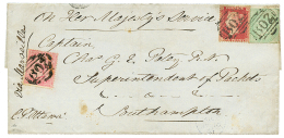 SUEZ : 1861 1p + 4d+ 1 SHILLING Canc. B02 + SUEZ On "ON HER MAJESTY'S SERVICE" Cover To ENGLAND. Exceptional Franking Fr - Other & Unclassified