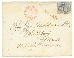 1882 21/2d Canc. C + TOO-LATE In Red + BRITISH POST OFFICE CONSTANTINOPLE On Envelope To USA. Vvf. - Other & Unclassified