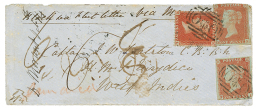 1855 Unperf. 1d(x2) + 1d Perf Canc. O*O On Envelope To "H.M.S EURYDICE, WEST INDIES". According BPA CERTIFICATE(2016), " - Marcofilie