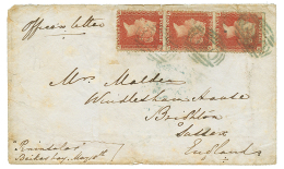BEIKAS Bay - Troopship S.S PENINSULAR  : 1d Strip Of 3 Canc. O*O On Envelope (1 Flap Missing) To ENGLAND. Vf. - Marcofilie