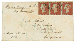 SCUTARI HOSPITAL Reversed C : 1855 1d(x3) Faults Canc. O * O On Envelope To ENGLAND. Verso, Mailly Fine POST OFFICE BRIT - Marcofilie