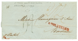 1832 Red Entry Mark ANGLETERRE + Tax Marking On Entire Letter From ST THOMAS To FRANCE. Vf. - Other & Unclassified