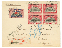 1925 OCCUP. BELGE 25 On 40c + RUANDA URUNDI +25c On 25c Block Of 4 Canc. USUMBURA On REGISTERED Envelope To BELGIUM. Sup - Andere & Zonder Classificatie