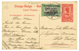 1917 P./Stat 10c + 5c Canc. BPC N°15 Datelined "KILOMBERO MAHENGE" To ENGLAND. BELGIAN CONGO S.C. Certificate(1994). - Covers & Documents