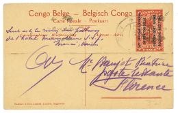 1918 P./Stat 10c Canc. BPC N°12 To FLORENCE(ITALY). BELGIAN CONGO S.C. Certificate(1993). Vf. - Covers & Documents