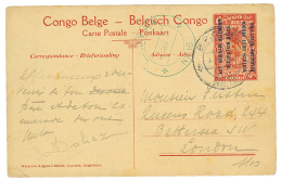 1918 P./Stat 10c Canc. BPC N°12 + BPC N°16 Blue To ENGLAND. BELGIAN CONGO S.C. Certificate. Vf. - Covers & Documents