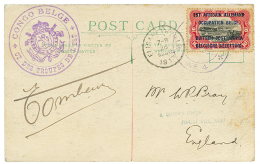 1917 10c Canc. BPC N°4 + Large Cachet CONGO BELGE CT. DES TROUPES DE L'EST On Card To ENGLAND. BELGIAN CONGO S.C.(19 - Brieven En Documenten