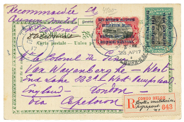 1917 10c + 15c Canc. BPC N°1 Sent REGISTERED To ENGLAND Via CAPETOWN. RARE. Superb. - Covers & Documents