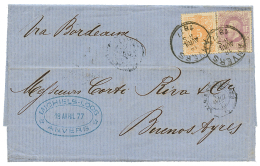 1877 5c + 1F Violet Obl. ANVERS On Entire Letter To BUENOS-AYRES(ARGENTINA). Superb. - 1869-1883 Leopold II