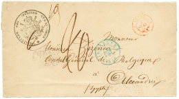 Destination EGYPT : 1850 BRUXELLES + "20" Tax Marking + MINISTERE DES AFFAIRES ETRANGERES On Cover To ALEXANDRIE EGYPT. - 1849-1850 Medallions (3/5)