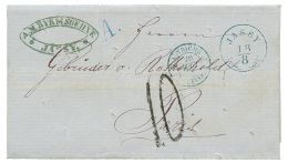 1858 JASSY + A. + "10" Tax Marking + AUTRICHE 2 ERQUELINES On Entire Letter To FRANCE. Superb. - Levant Autrichien