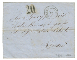 1866 "20" Tax Marking + ALEXANDRIEN On Entire Letter To FIUME. Scarce. Superb. - Levant Autrichien