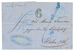1860 "6" Tax Marking + ALEXANDRIEN On Entire Letter To GERMANY. SCarce. Vf. - Levante-Marken